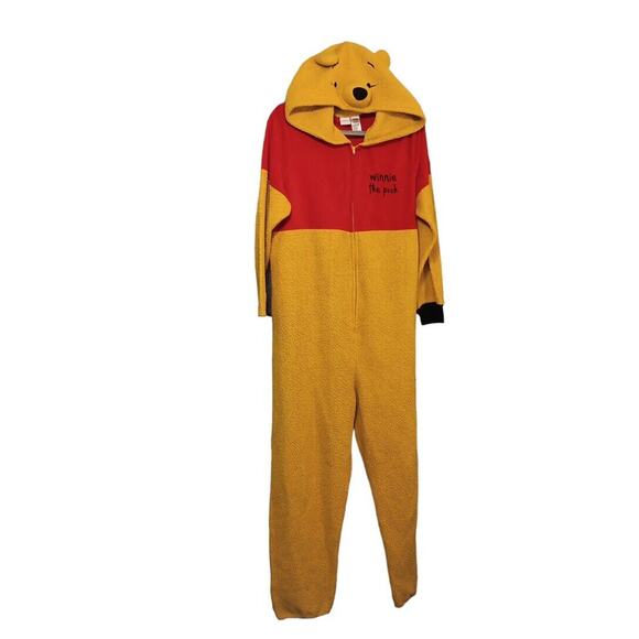Winnie The Pooh Pajamas Women’s Sz XL Union Suit One Piece Costume Hood Disney - Picture 1 of 6
